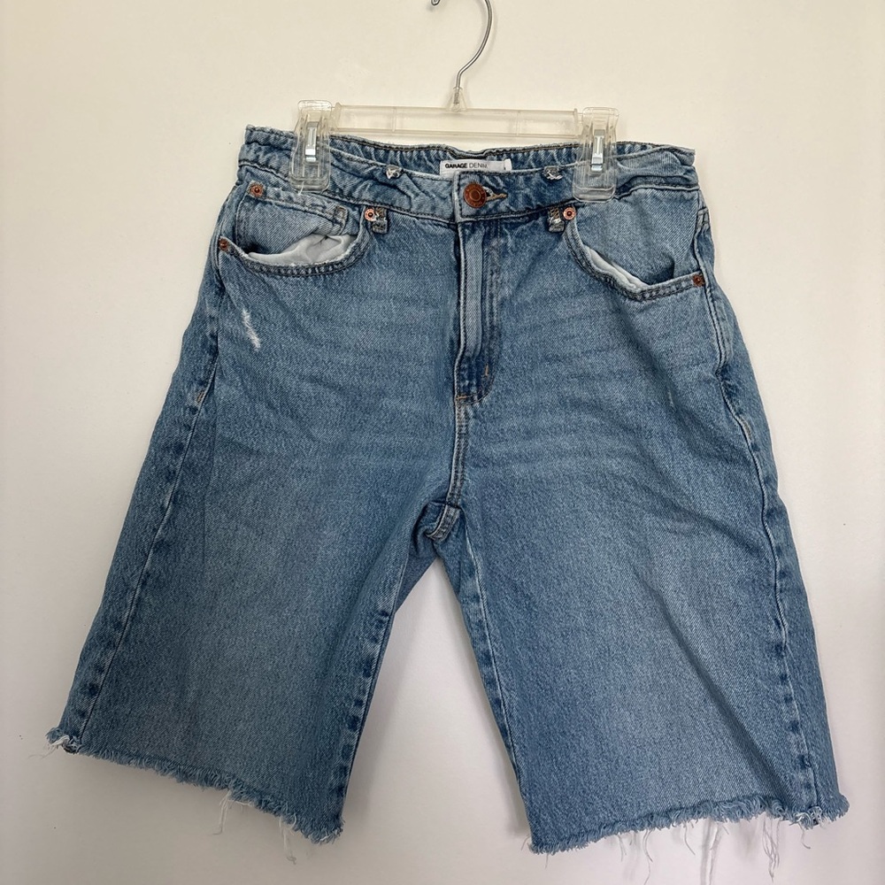 Garage Denim Bermuda Shorts Raw Hem - Picture 2 of 7